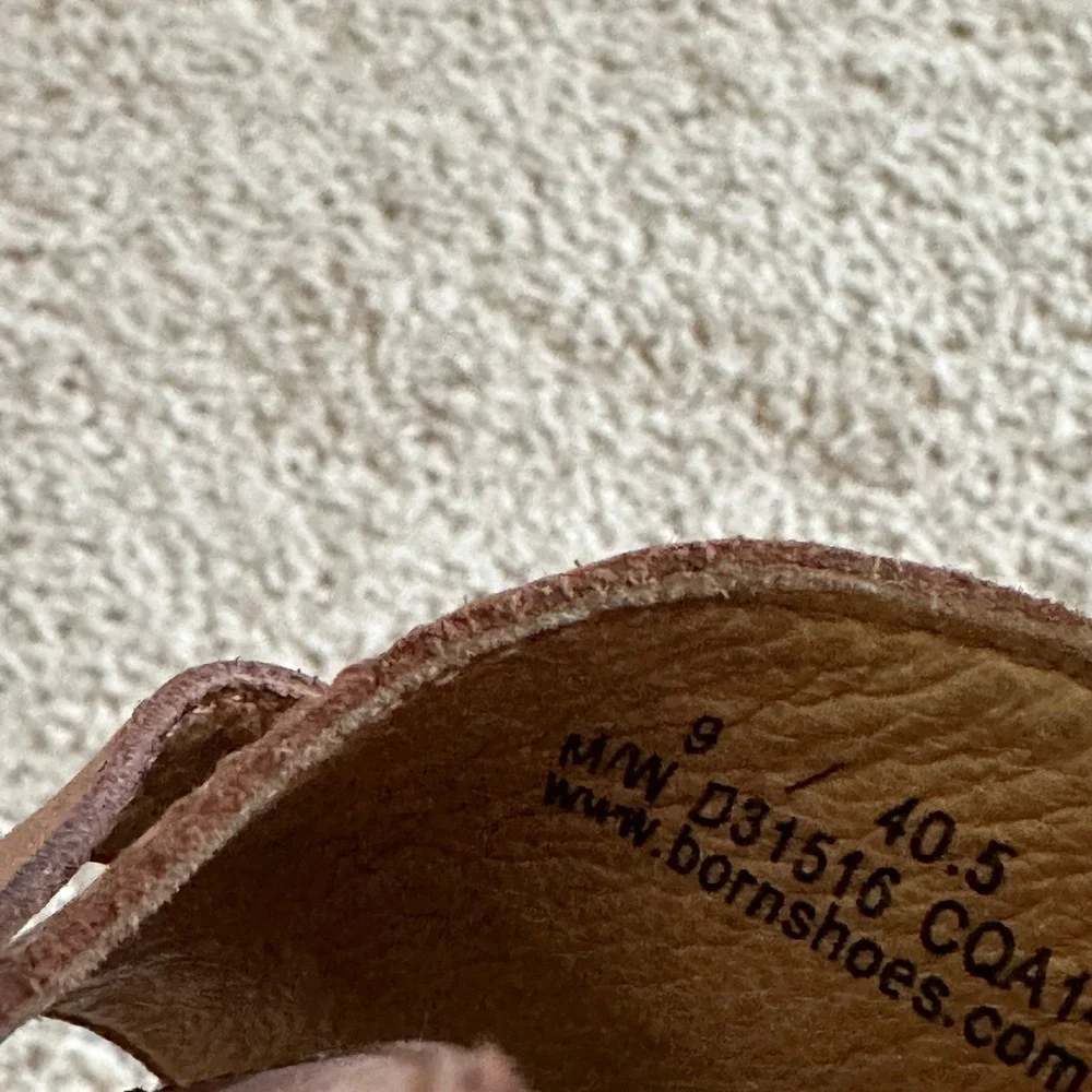 Born Wedge Sandals Womens 9 Brown Leather Cork Platform D31516